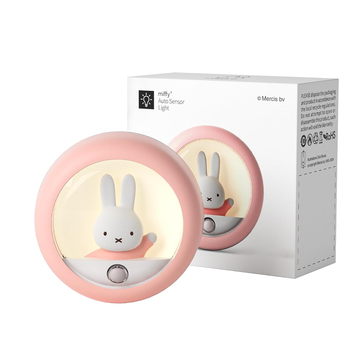 MIPOW Miffy Motion Sensor Night Light - Pink, Plastic, Model BTL001-PK