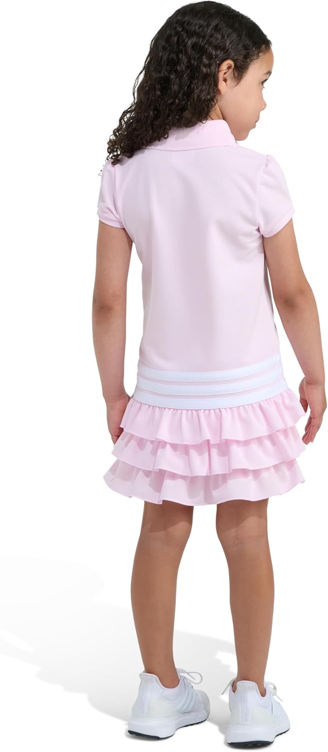 adidas Girls Short Sleeve Ruffle Polo Dress