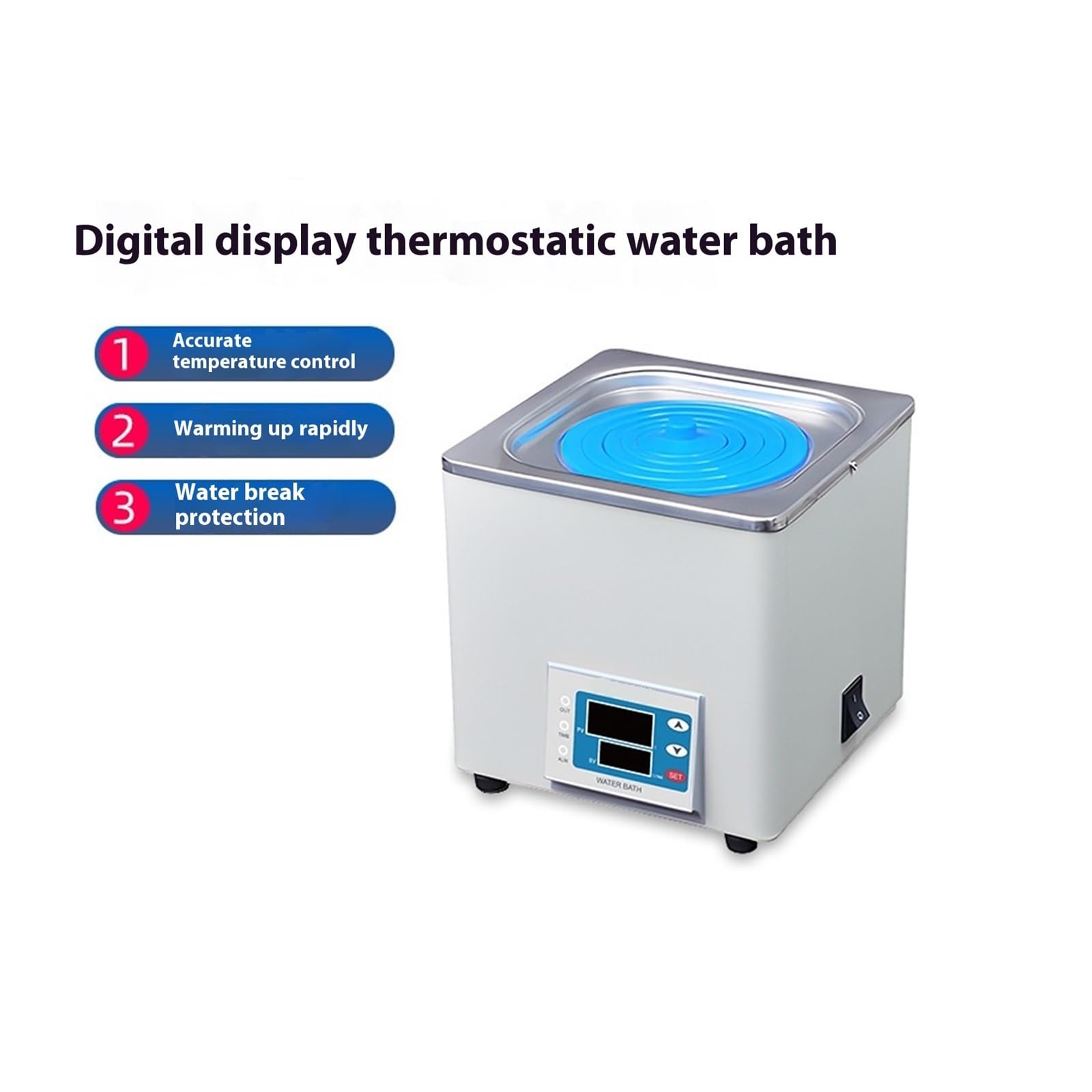 Bain-marie de laboratoire, Chauffe-eau électrique à température constante à affichage numérique, bain-marie anti-séchage en acier inoxydable de laboratoire, trou