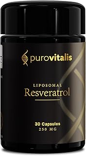PUROVITALIS Liposomal Resveratrol 250mg, 30 Portionen (30 Vegane Kapseln), Trans-Resveratrol Antioxidans Ergänzungsmittel