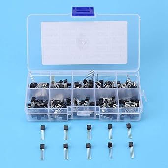 Ubersweet Three Pin Transistor, Assorted Transistor, Professionals Transparent Box 10 Values Transistors for Non-Contact Switch Enthusiasts Control Current'||