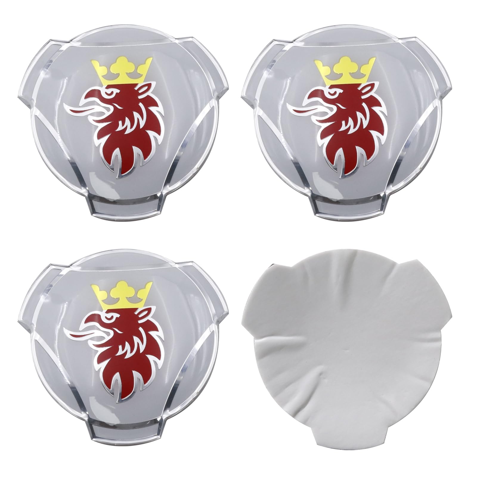 4 pièces de décalcomanies en aluminium Griffin pour autocollants d'emblème de badge de centre de roue de jante de camion Scania (blanc)