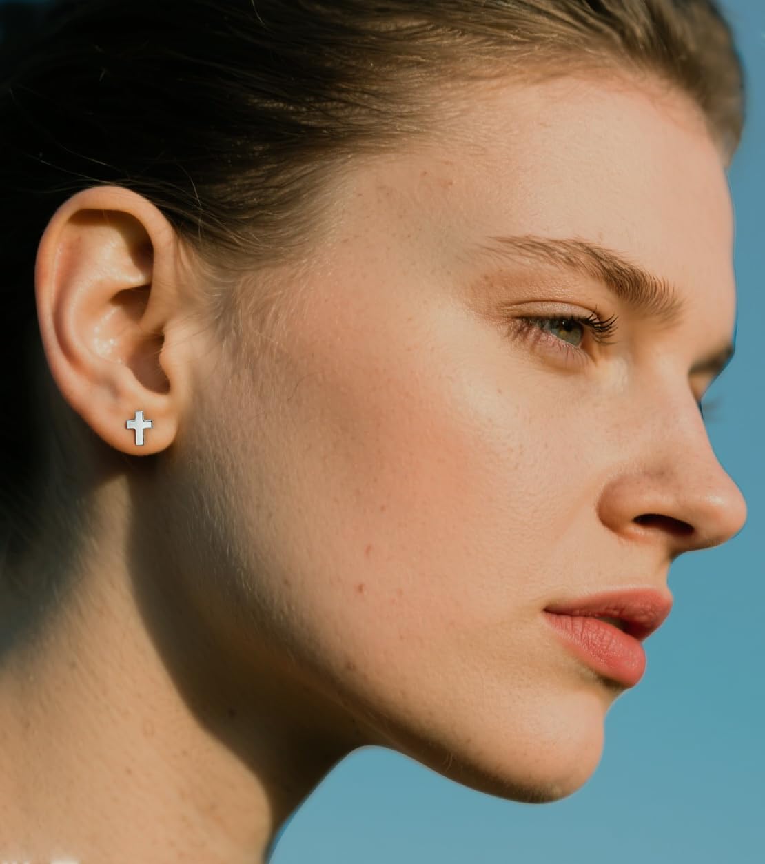 Limerencia Titanium Stud Earrings - Hypoallergenic Earrings for Women Men Sensitive Ears - Minimalist Jewelry Flatback Cross Bolt Cartilage Earrings - Image 6