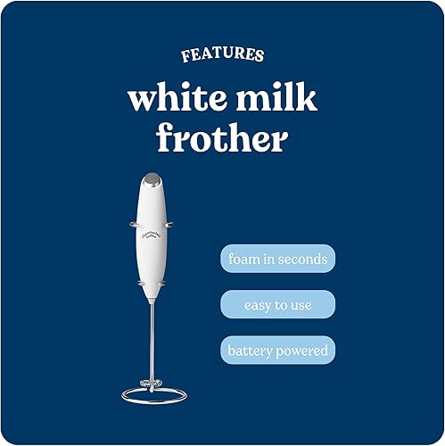 Miniatura 4 de Chamberlain Coffee Espumador de leche blanca, espumador de mano para café, matcha, chocolate caliente y mezclador de bebidas, fabricante de espuma