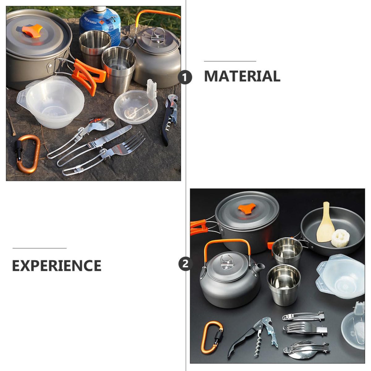 ULTECHNOVO Ensemble Cuisine de Camping Casseroles Légères Poignée Anti-brûlure Portable en Alliage D'aluminium pour Usage Extérieur en Randonnée et Camping