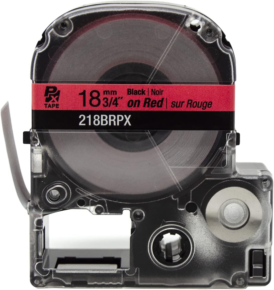 Epson LABELWORKS 218BRPX Genuine PET (Polyester) Tape Cartridge - Black on Red Label Maker Tape - 3/4" (18MM) Wide, 30'
