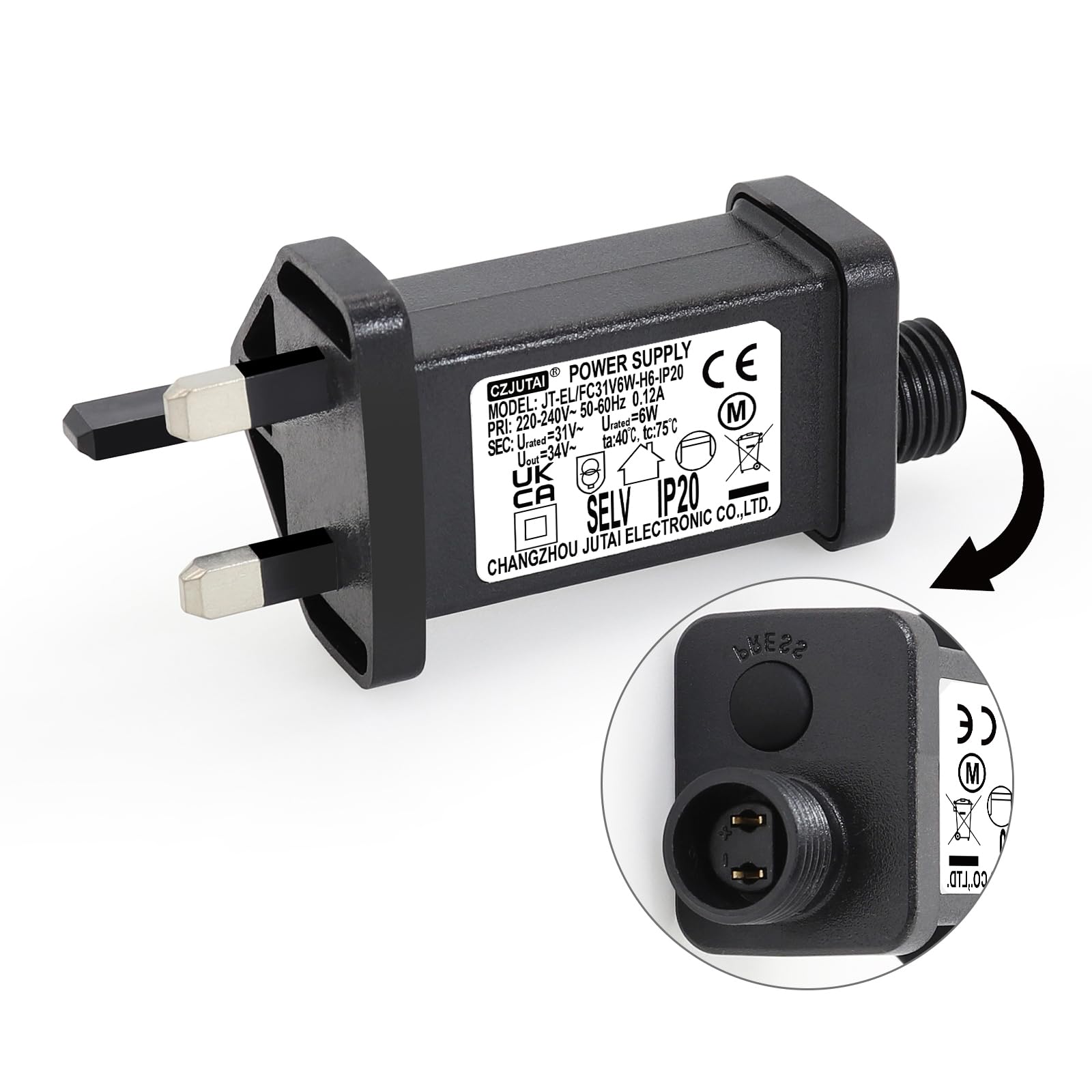 String Lights Indoor-Outdoor Power Adapter for CZJUTAI JT-EL/FC31V6W-IP44 Christmas Lighting, Illuminate Your Holidays! (Threaded-Multifunction-31V6W)