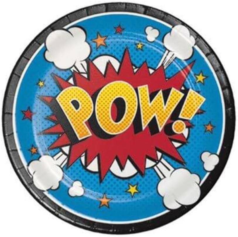Comic Slogan Round Dessert Paper Plates, 7" - 8 Pcs.