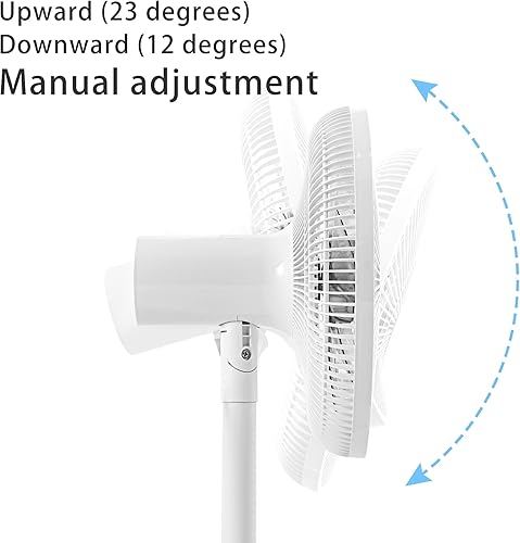 Miniatura 5 de Ventilador de suelo oscilante de 4 velocidades de 7 aspas, 14.5 pulgadas, altura ajustable, ventilador de pie para el hogar, motor de CC, con