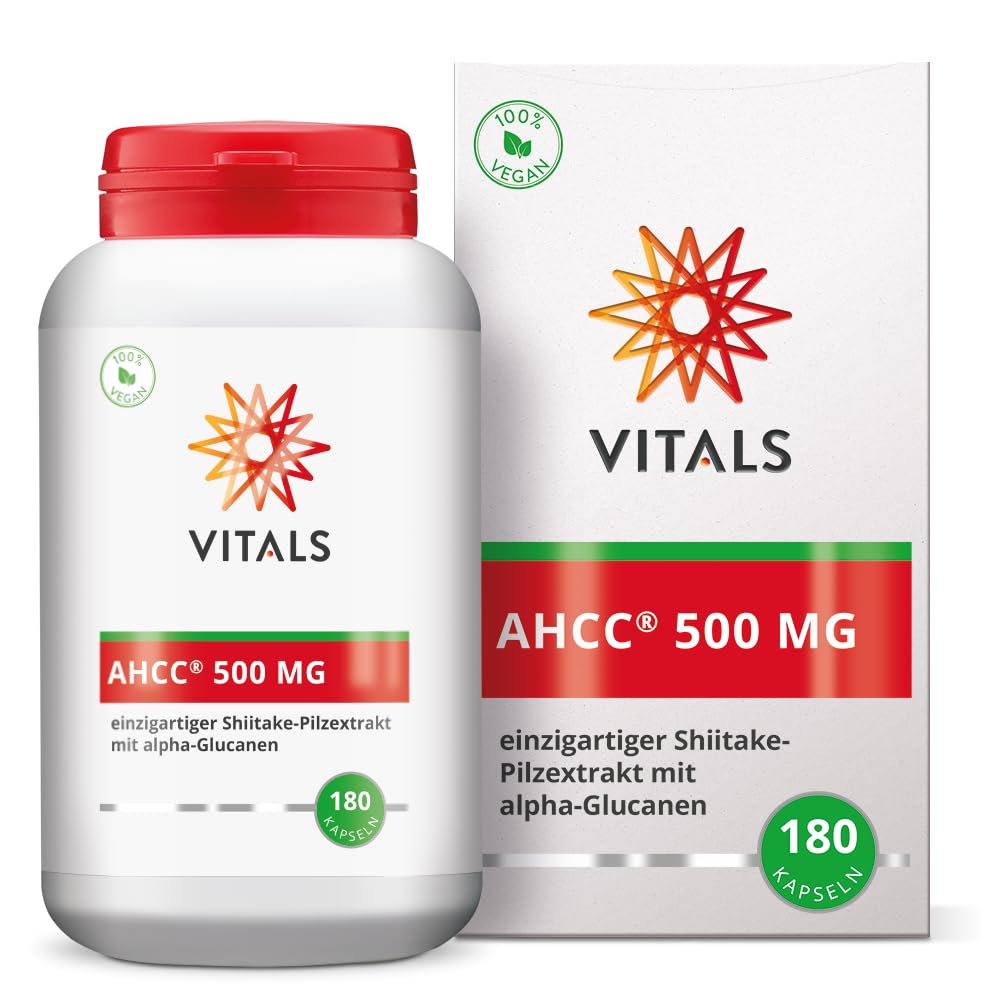 Vitals - AHCC 500 mg, 180 Kapseln, mit Alpha-Glucanen. 100% Vegan. Originalprodukt von den ursprünglichen Entdeckern