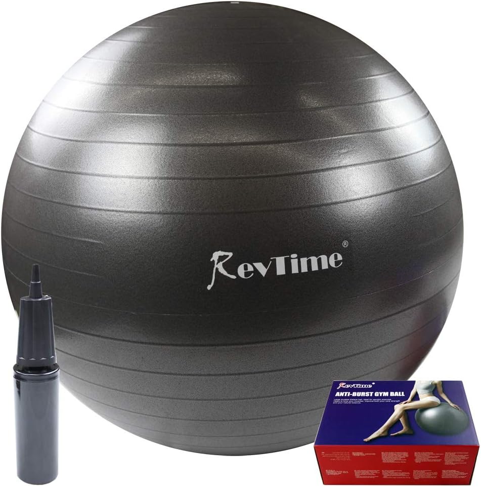 Ultra Thick Anti-Burst Gym Ball 65 cm with Air Pump Exercise Ball, Dark Gray