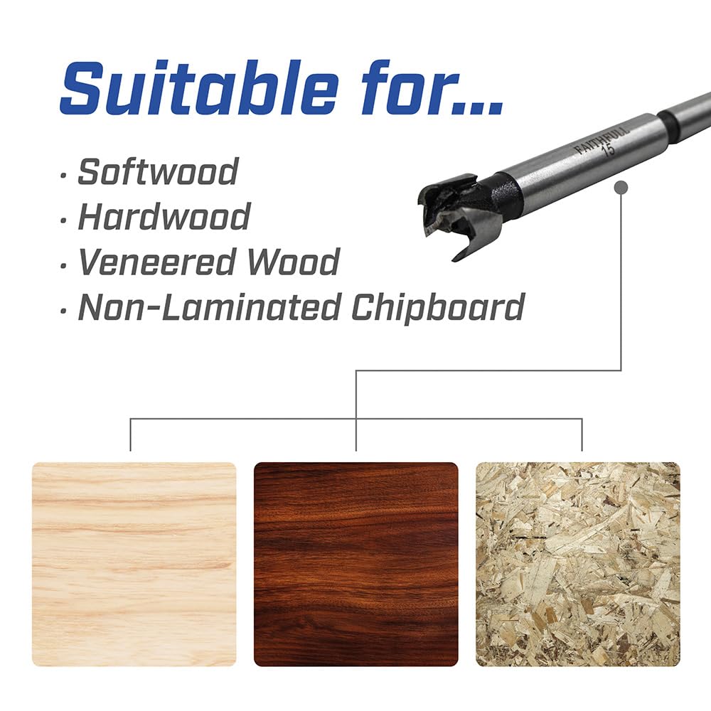 Faithfull FAIFOR15 Forstner Bit for Hardwood Softwood, Drilling, Boring, Straight, Angled, Overlapping, Pocket holes - 15mm - Image 4