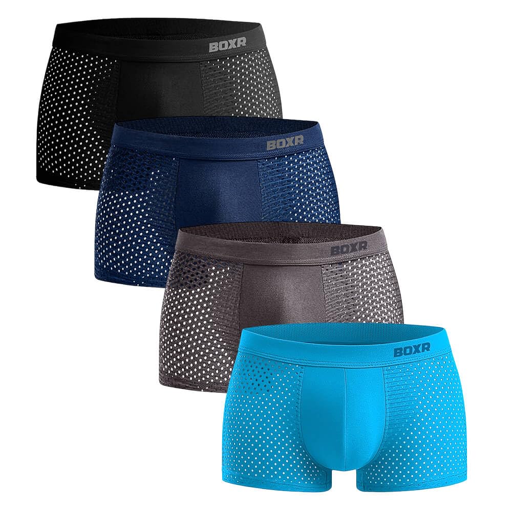BOXR Underwear Set di 4 boxer in bambù da uomo, ultra morbido, comfort ottimale, S-3XL