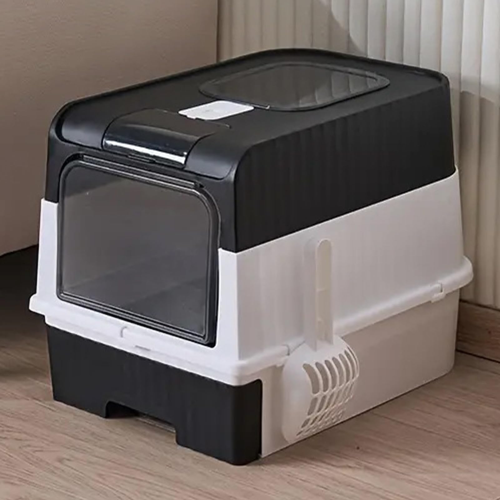 Cajas De para Gatos | Arenero Cubierto para Gatos con Tapa Y Rejilla Filtradora - Diseño Plegable para Esquina Incluye Pala, Recinto Cerrado para Interiores Y Viaje