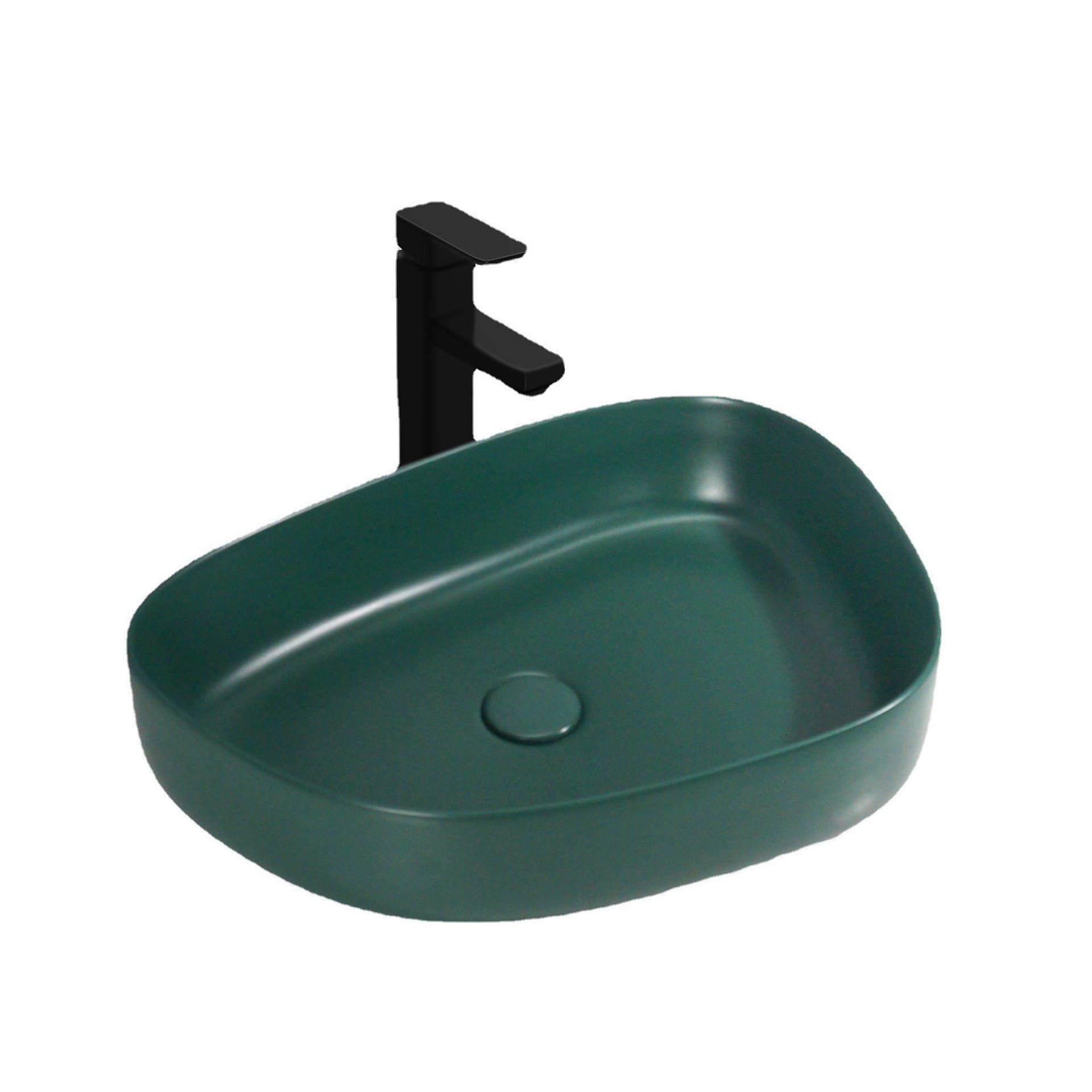 Lavabo de salle de bain vert foncé pour ambiance hôtel