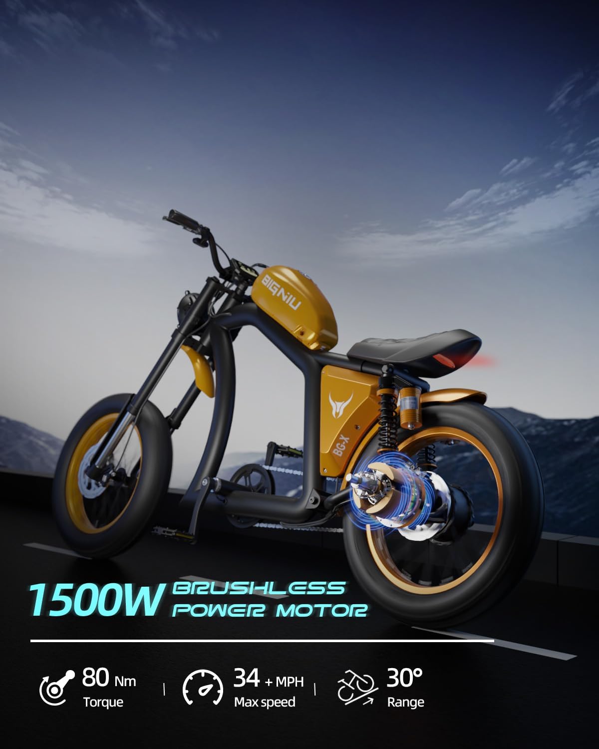 BIGNIU BG-X Electric Bike for Adults 1500W Brushless Motor with 48V/31.5Ah Battery, 34+ MPH Up to 40 Miles Range 20" *5" Fat TireFront/Rear Turn Signal, Dual Suspension