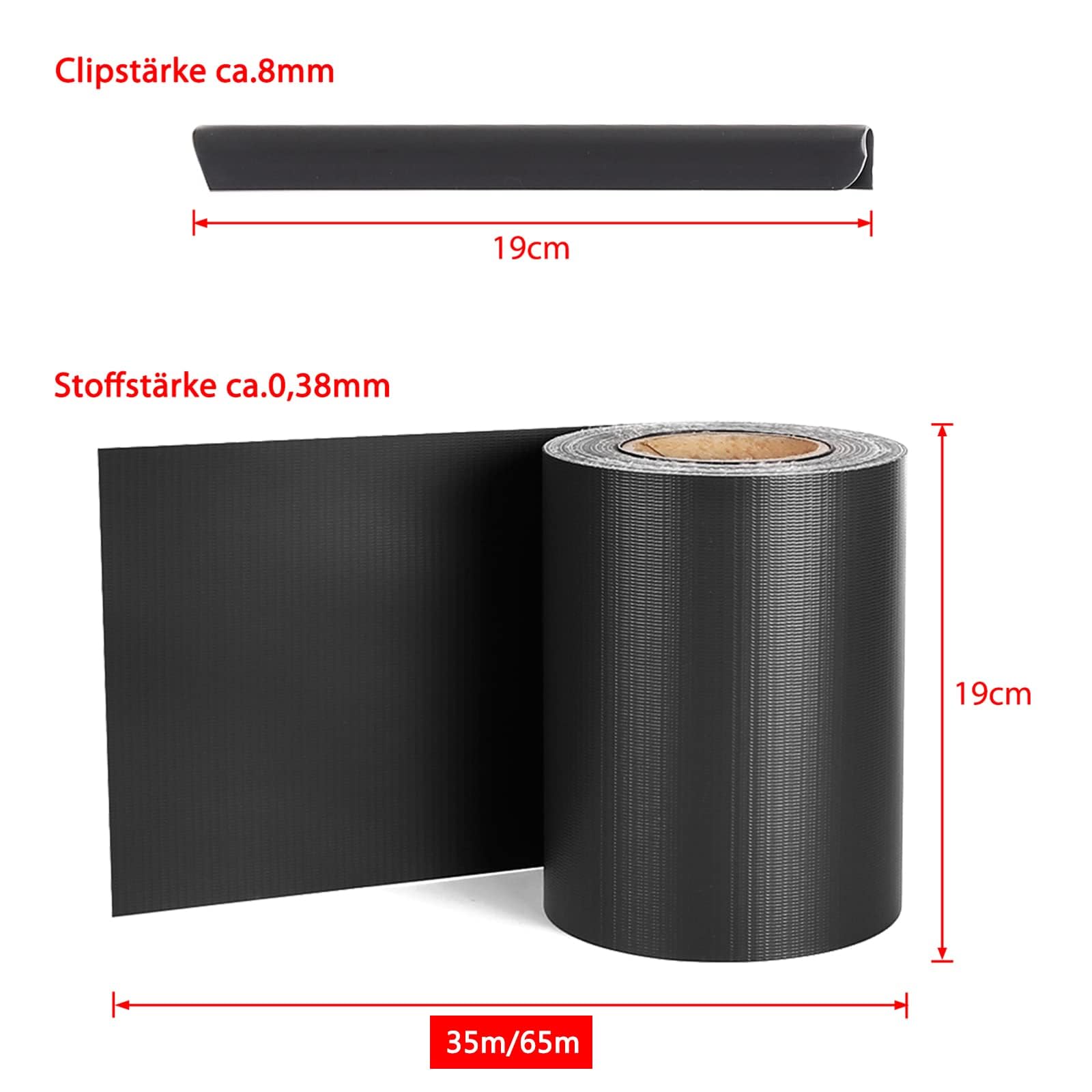 XMTECH Folia maskująca z PCW, pasy maskujące, w zestawie klipsy mocujące, ogrodzenie ogrodowe, ogrodzenie z podwójnymi prętami, 450 g/m², nieprzejrzysta ochrona przed wzrokiem, 70 m x 19 cm,