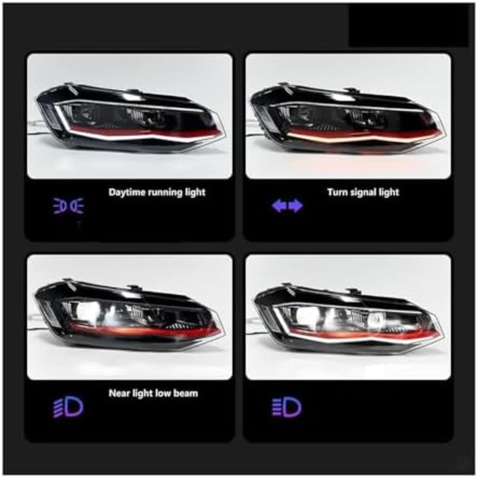 Dla Vw, dla Polo 2017-2021 reflektor obiektyw projektora lampa czołowa samochodu reflektory sygnał Drl przednie lampy samochodowe reflektor włącz (Right Hand Drive Silver All LED)