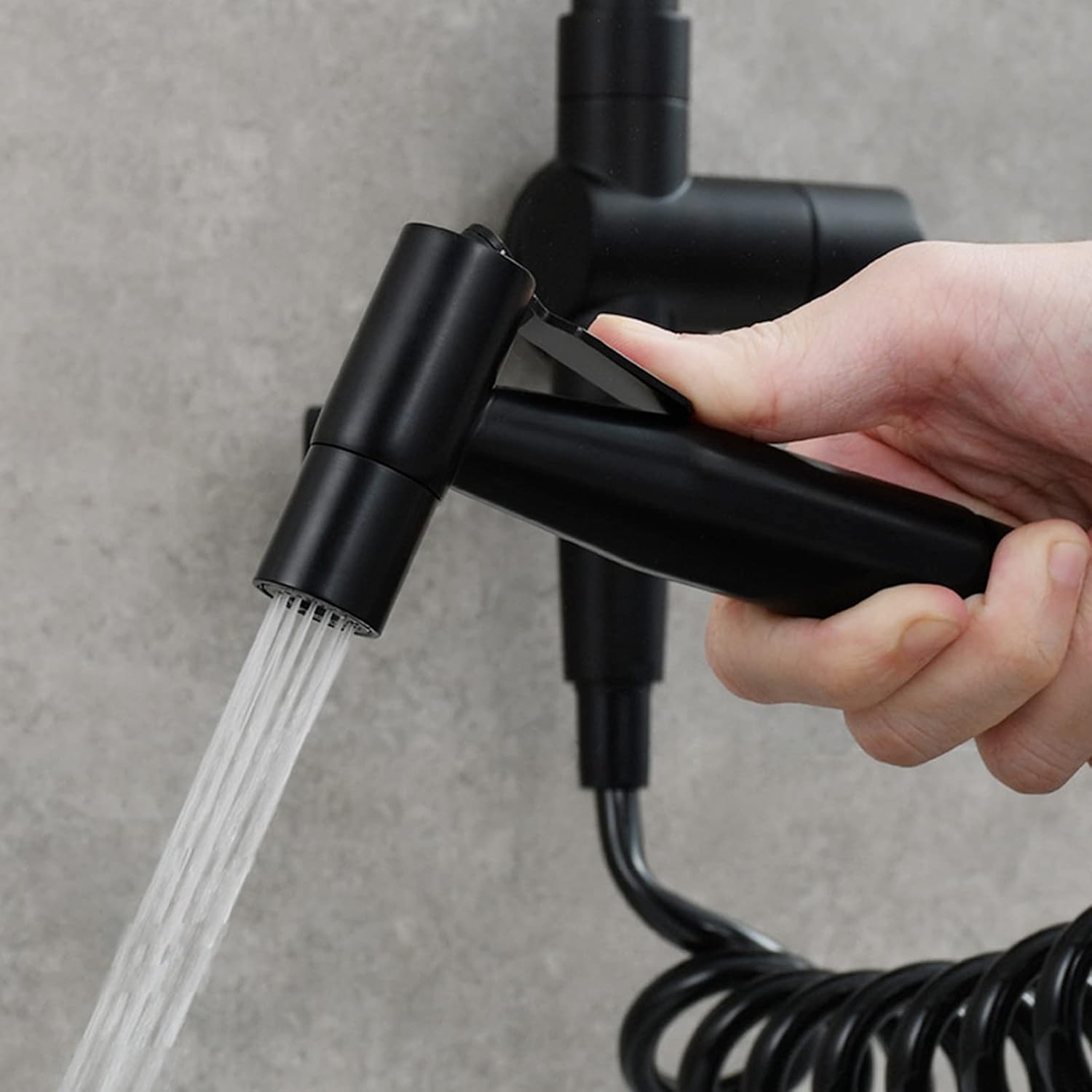 Pot Filler in-Wall Rotating Folding Kitchen Sink Faucet with Spray Gun, Brass Single Handle 1 Hole Kitchen Single Cold Third Gear Spool,Brushed(Black)