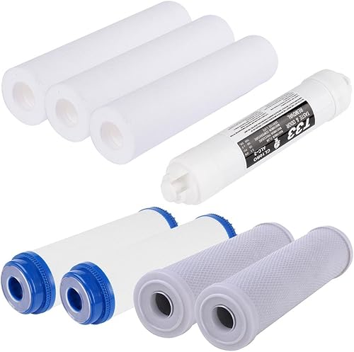 Yescom Juego de 8 piezas de repuesto de filtros para cartuchos de ósmosis inversa de 5 etapas