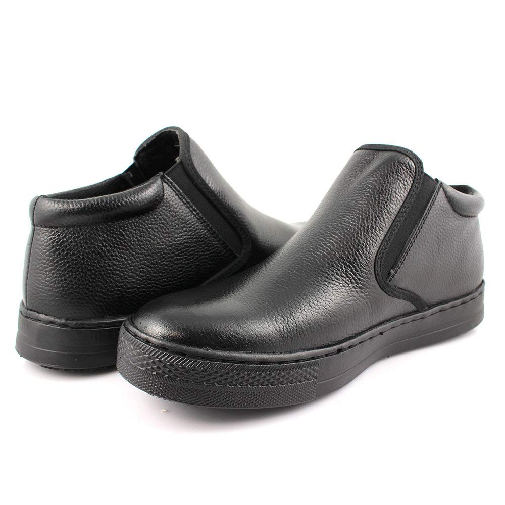 Laforst Mens 3550 Work Slip Resistant Tumble Leather Slip On Server Flats Black 12