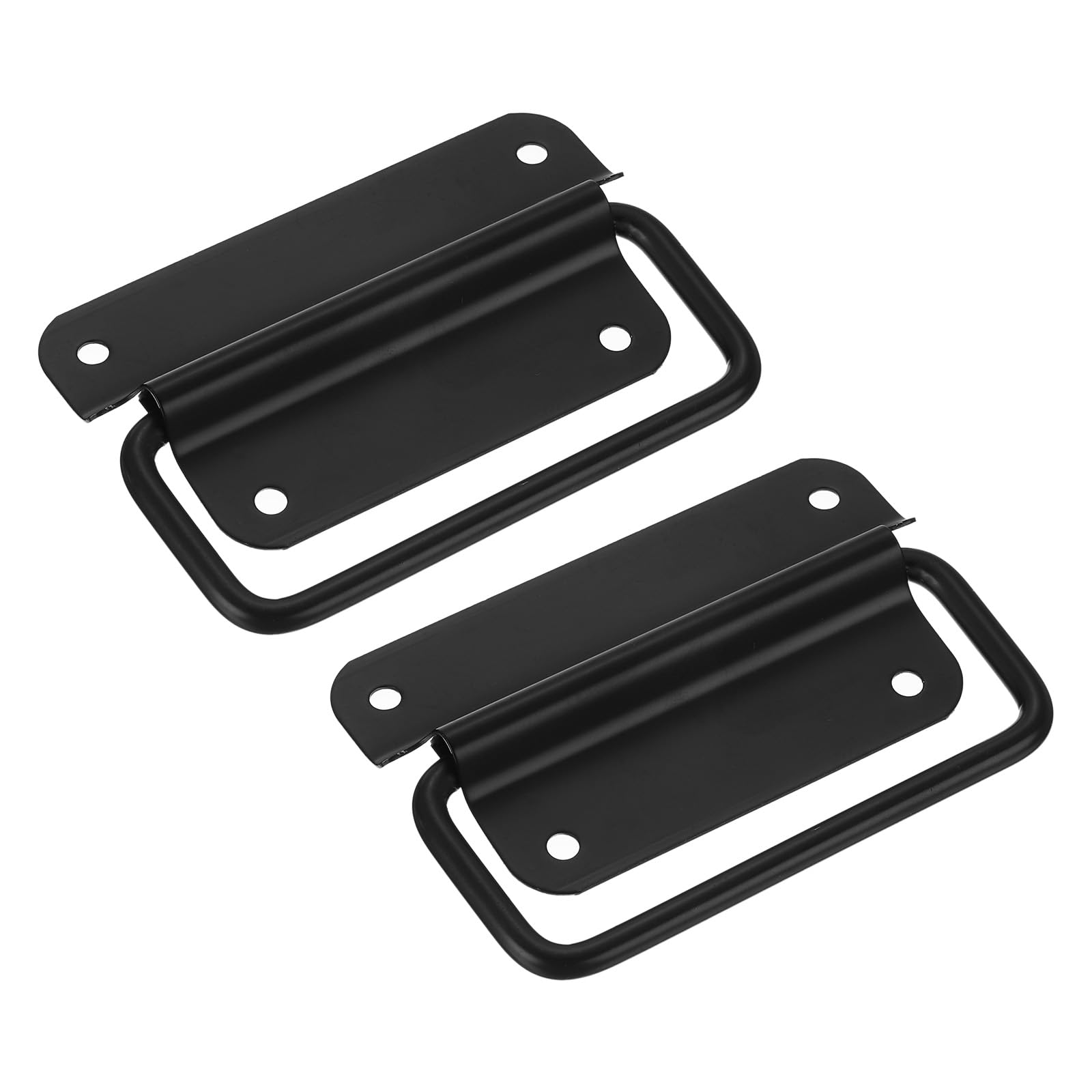 sourcing map Chest Handles, 2Pcs - Stainless Steel Folding Handle, Pull Handles for Wooden Box Tool Box Industrial Equipment Box Cutting Board Trunk (Black)