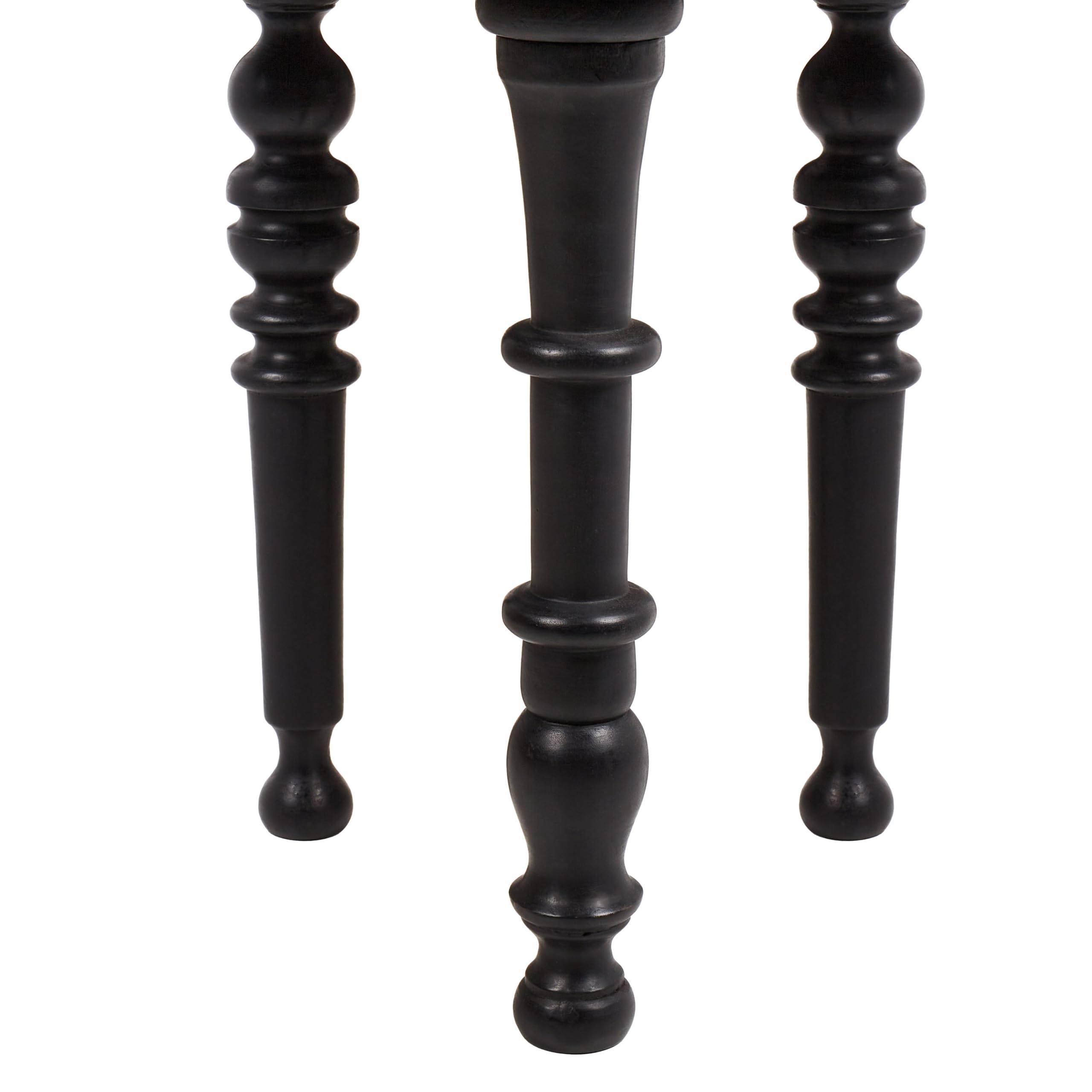 Beliani Table d'Appoint Traditionnelle Bois de Manguier Ronde 52 x 52 cm Meubles de Salon Noir Leeton
