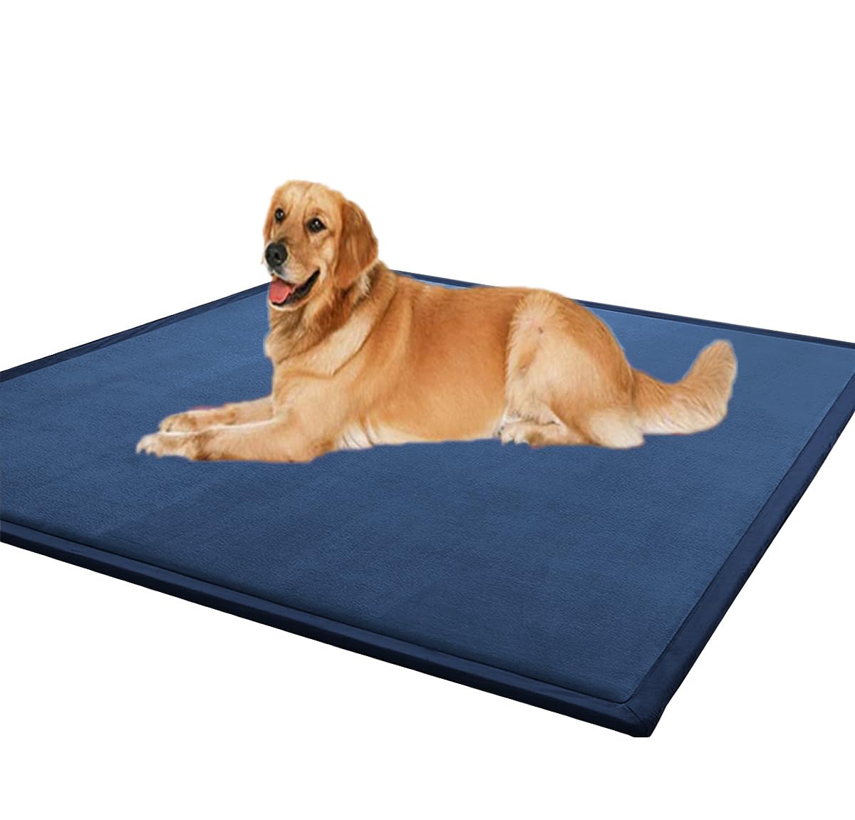 Tapis moelleux pour animaux de compagnie grand chien bleu marine lavable 120x150