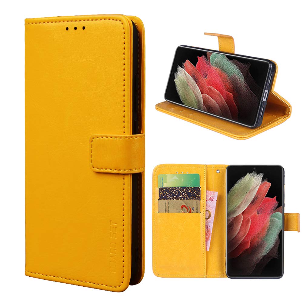 TIANJIfor Cubot Note 20 Case Leather Wallet Case Flip Stand View Cover with Card Slots Compatible with Cubot Note 20 Phone Cover, Yellow