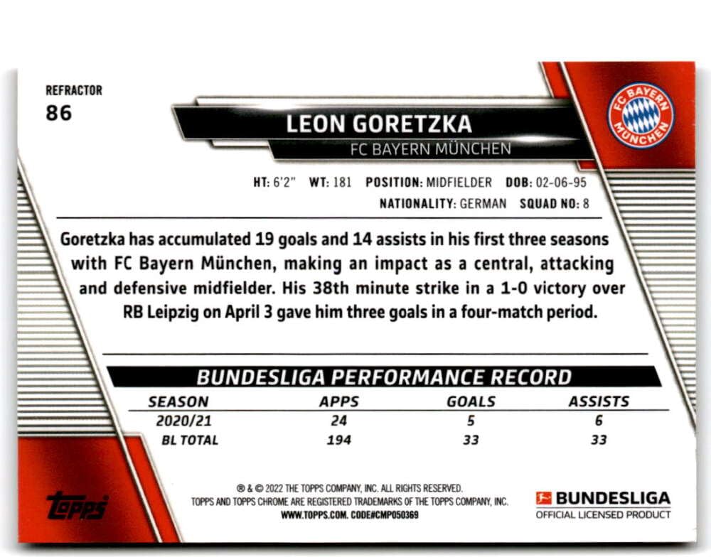 Amazon.com: 2021-22 Topps Chrome Bundesliga Refractor #86 Leon