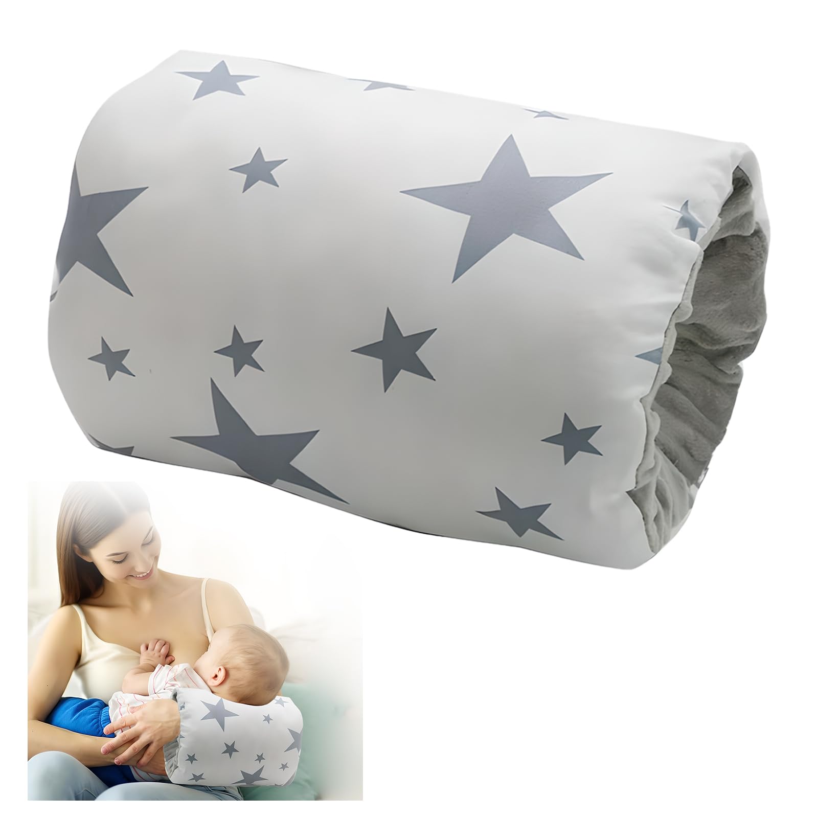 Cozy Cradle Pillow, Cozy Cradle Arm Pillow, Baby Nursing Pillow Head Support Pillow for Breastfeeding Bottle Feeding (Gray Pinstripes)