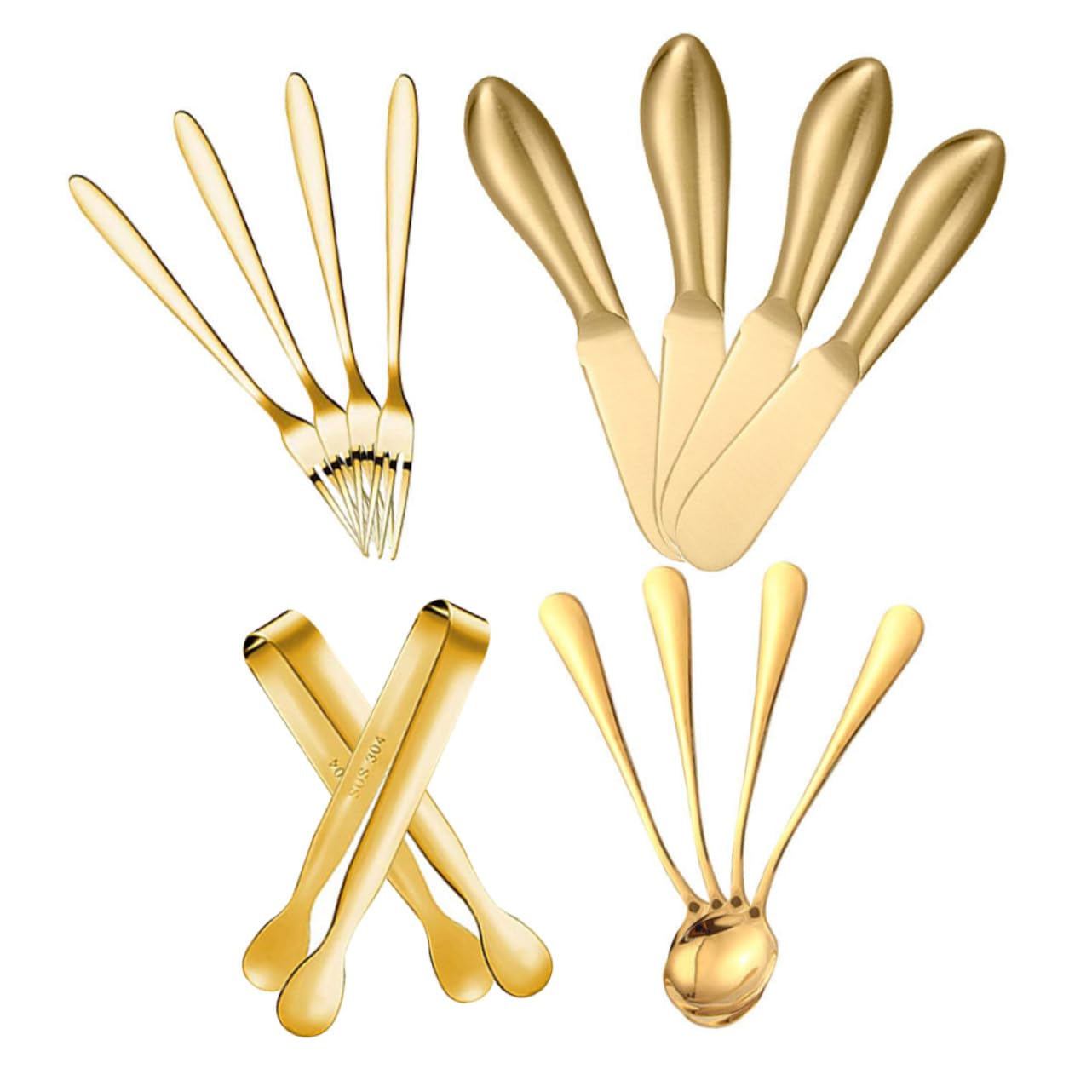 PRETYZOOM Butter Knife Cheese Butter Spreader Set of Fork Spoon Stainless Steel Kitchen Utensils