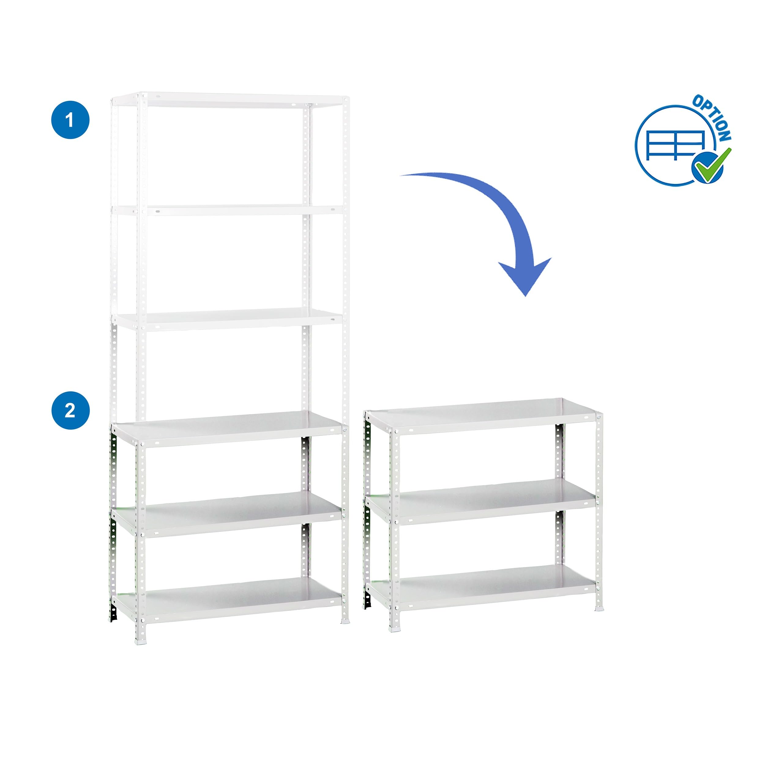 Simon Rack Estantería Metálica 2000x800x300 mm - Comfort | 6 Alturas, Bandeja Metal, 100 kg de Punto Flexión, Galvanizado, Pintura anticorrosión, Montaje con tornillo