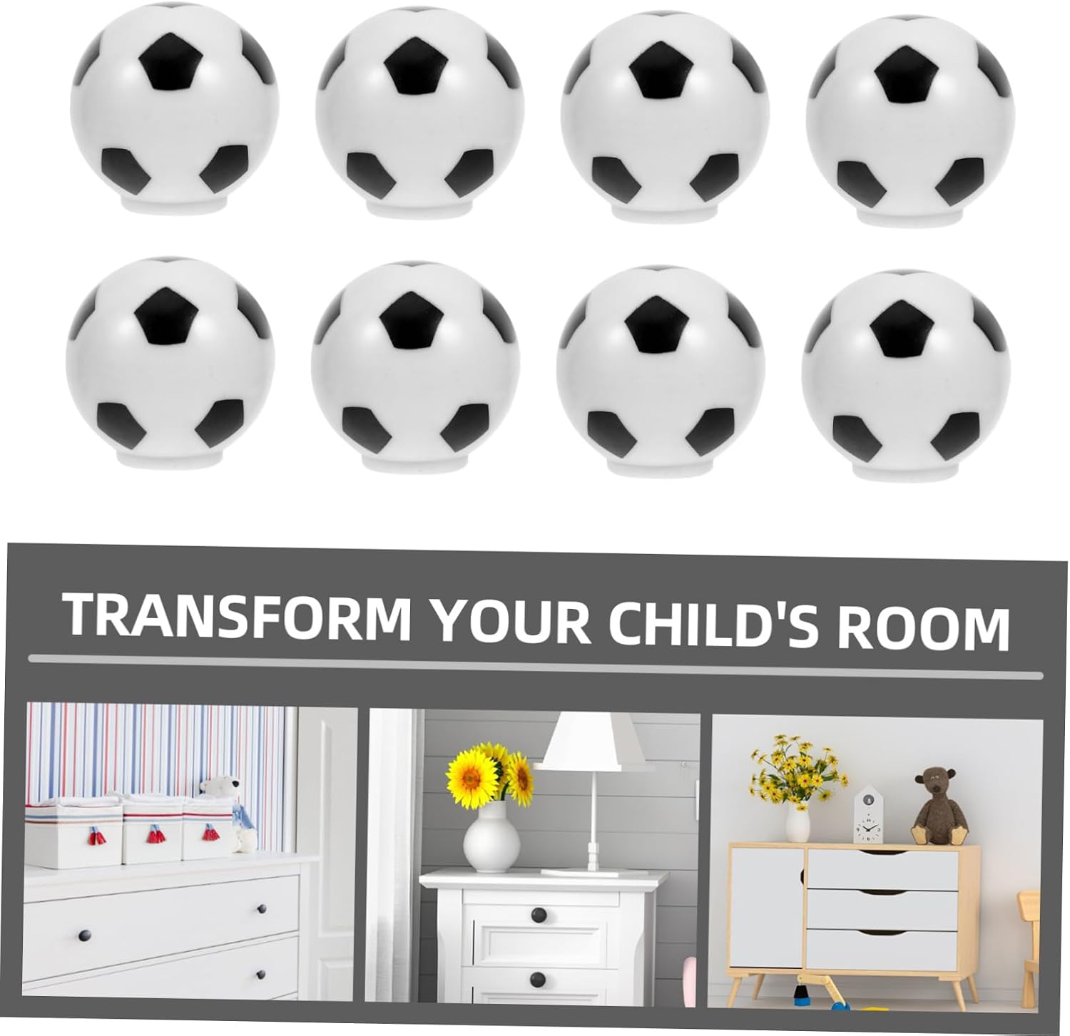 8pcs Soccer Drawer Pulls Fun Football Knobs for Boy Girl Rooms Creative Anti-Collision Design for Dressers Cabinets and Wardrobes Safe and Playful Home Decor