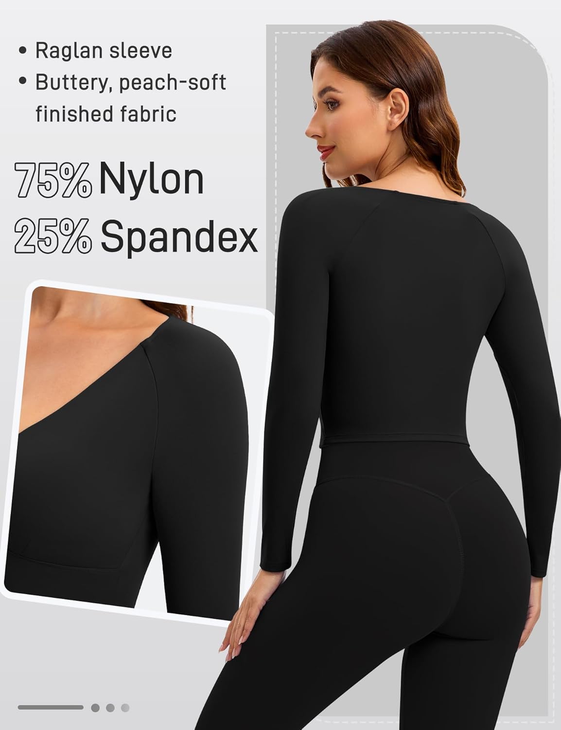 Workout Tops for Women Soft Long Sleeve V-Neck Top Crossover Front Gym Yoga Athletic Shirts with Built in Bra