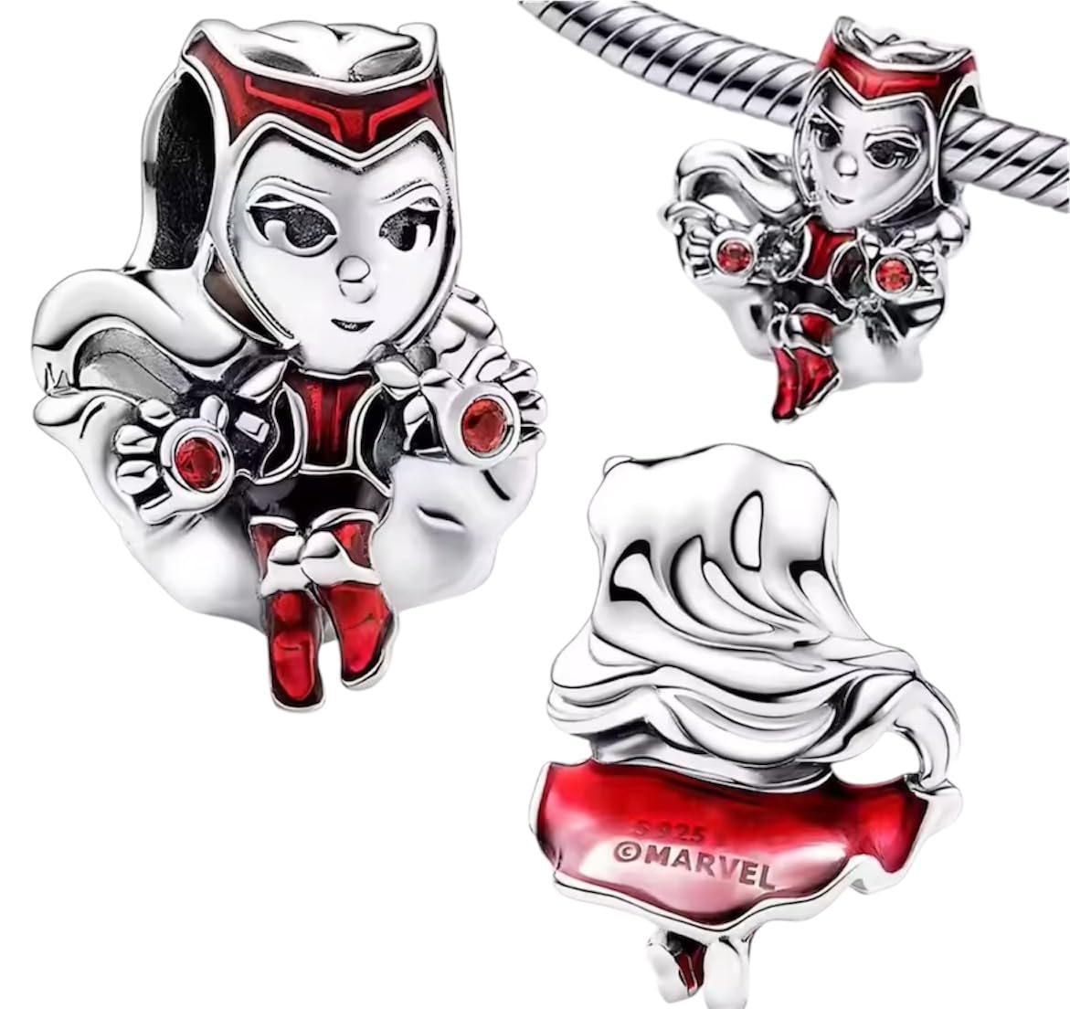 Abalorio Bruja Escarlata compatible con pulsera Pandora plata ley 4
