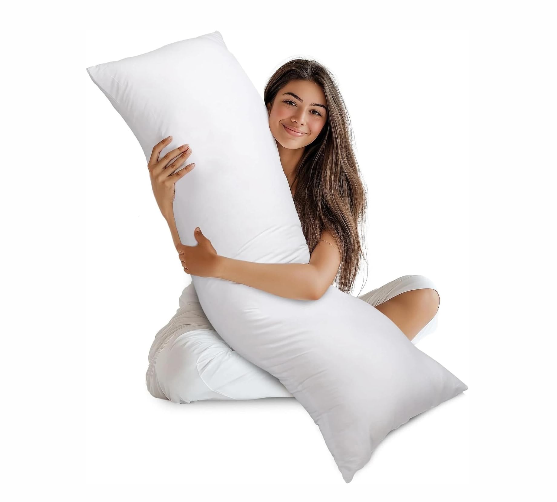 Textile Wise Long Premium Bolster Pillow Hollowfibre Filled – Orthopaedic Pregnancy & Maternity Support, Non-Allergenic Long Body Cushion 5ft(King)