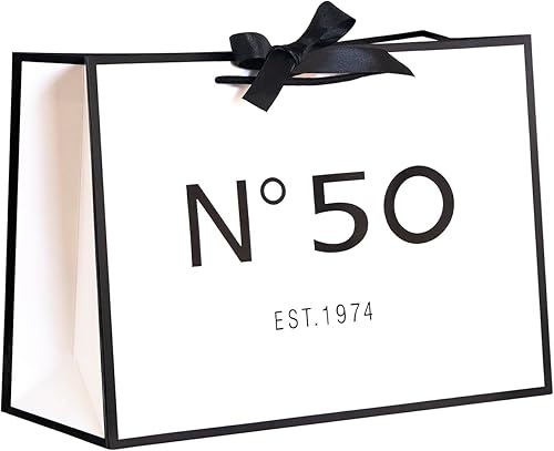 ANFENG Bolsa vintage de regalo de recuerdo de 50 cumpleaños para mujeres, 1974, aniversario de mamá, novedad de 50 años, bolsas de papel para