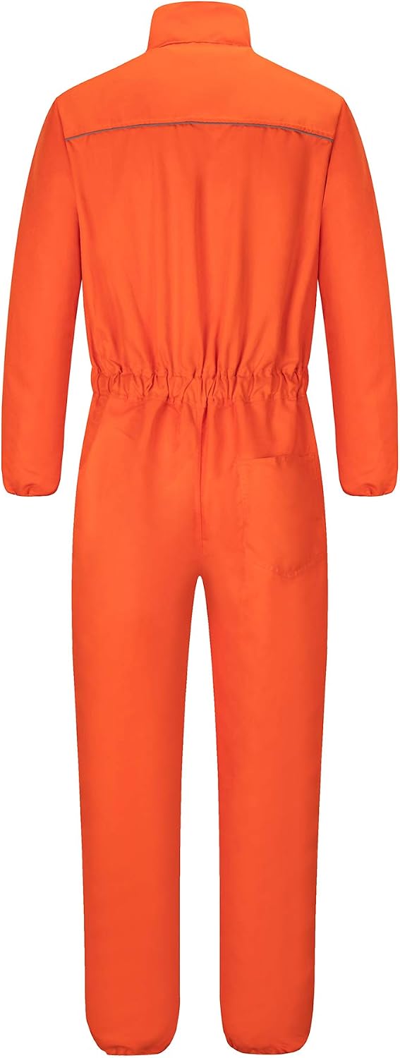 Men's Work Jumpsuit Stand Collar Long Sleeve Mechanic Coveralls Utility Garage Overalls