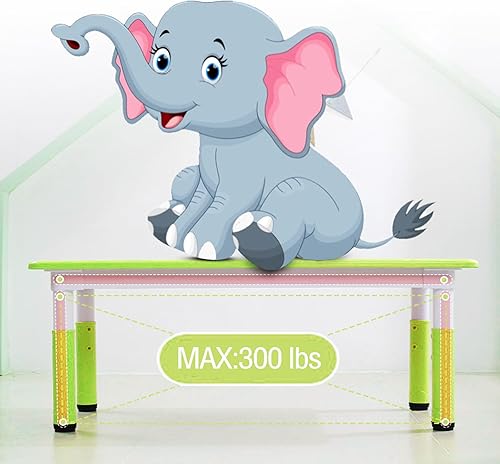 Miniatura 3 de Juego de mesa y sillas para niños, escritorio ajustable en altura con 6 asientos para edades de 2 a 10 años, mesa de arte y manualidades, escritorio