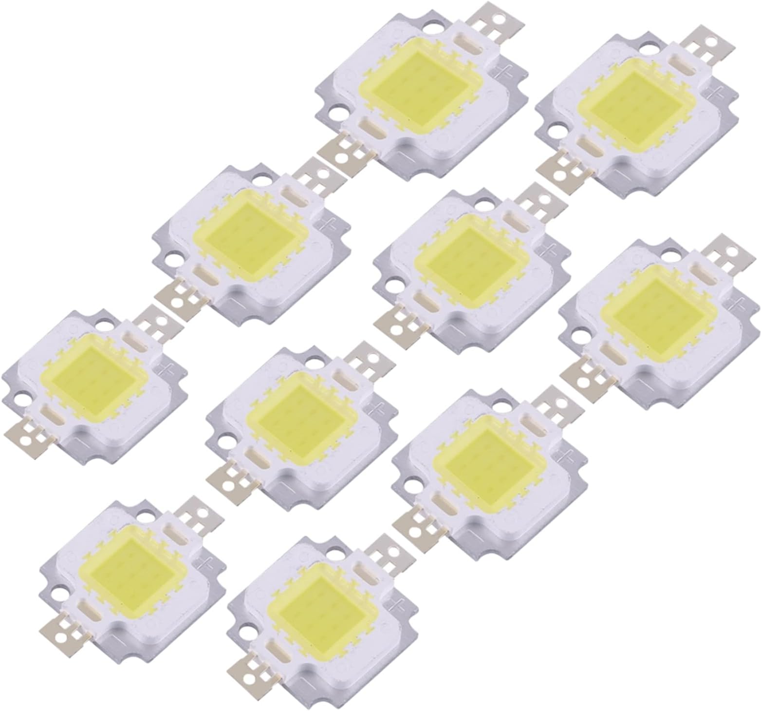 High Power 10Pcs 10W Cool White LED SMD Chip Light Beads for Lamp Flood Light, Low Heat, Bright Bulb, DC 9–10V (Cool White)