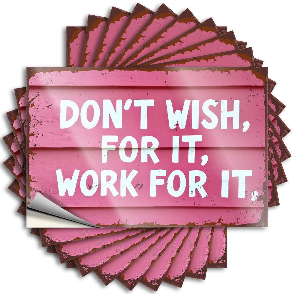 Fzfn Colour Holiday, Decal Funny Helmet Quote Stickers, Winter No Residue Decals For Luggage | Mold Party Favor Custom Don't Wish, Work For It(12X18cm)