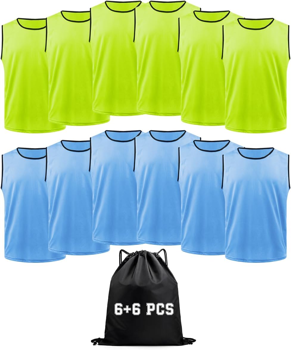 TopTie 12 PCS Nylon Mesh Scrimmage Team Training Vests, Event Vest for Basketball