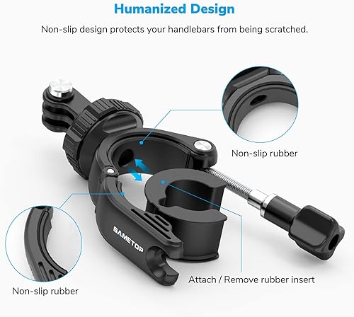 Miniatura 4 de Sametop Soporte para manillar de bicicleta compatible con GoPro Hero 11, 10, 9, 8, 7, 6, 5, 4, Session, 3+, 3, 2, 1, Max, Hero (2018), Fusion, DJI