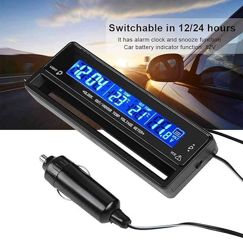 Miniatura 4 de TS-7010V Digital LCD Auto Car Termómetro de temperatura interior/exterior con reloj despertador