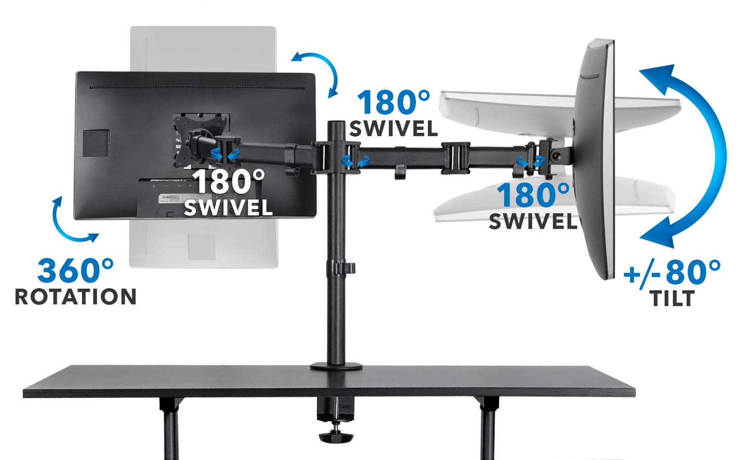 MountIt! Mobile Standing Desk with Dual Monitor Mount 40 Inch Wide