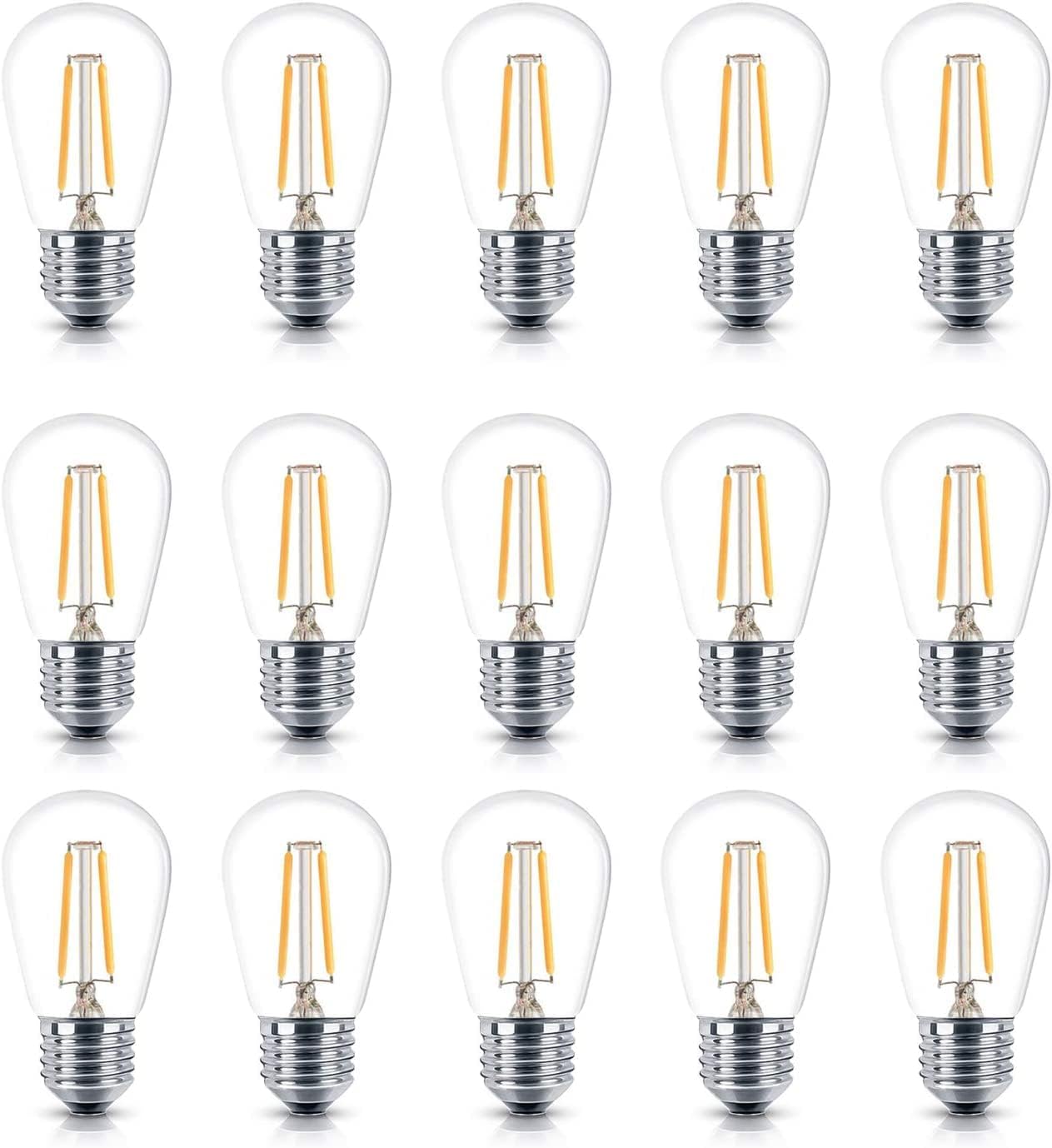Brightech Ambience Pro Outdoor 48Ft String Lights Bundled with One Extra Set of 15 Ambience PRO Replacement LED Light Bulbs, 2 Watt Vintage LED Edison Bulbs, 3000K Neutral