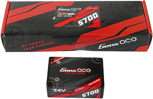 Miniatura 5 de Gens ace 5700mAh 7.4V 60C 2S3P HardCase Lipo Battery Saddle Pack Pack 12# with 4.0mm Bullet to T Plug(2Pcs)