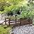 Outsunny 7' Wooden Garden Bridge with Safety Rails, Backyard Footbridge with Water-Resistant Varnish for Ponds, Creeks, Streams, Stained Finish