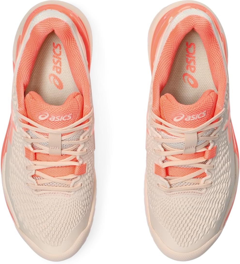 ASICS Women's Gel-Resolution 9 Tennis Shoe, 8.5, Pearl Pink/Sun Coral